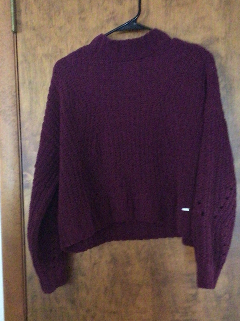 Hollister Women's Burgundy Cowl-Neck Knit Sweater